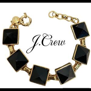 J.CREW Black Square Gold-tone trim chain link bracelet